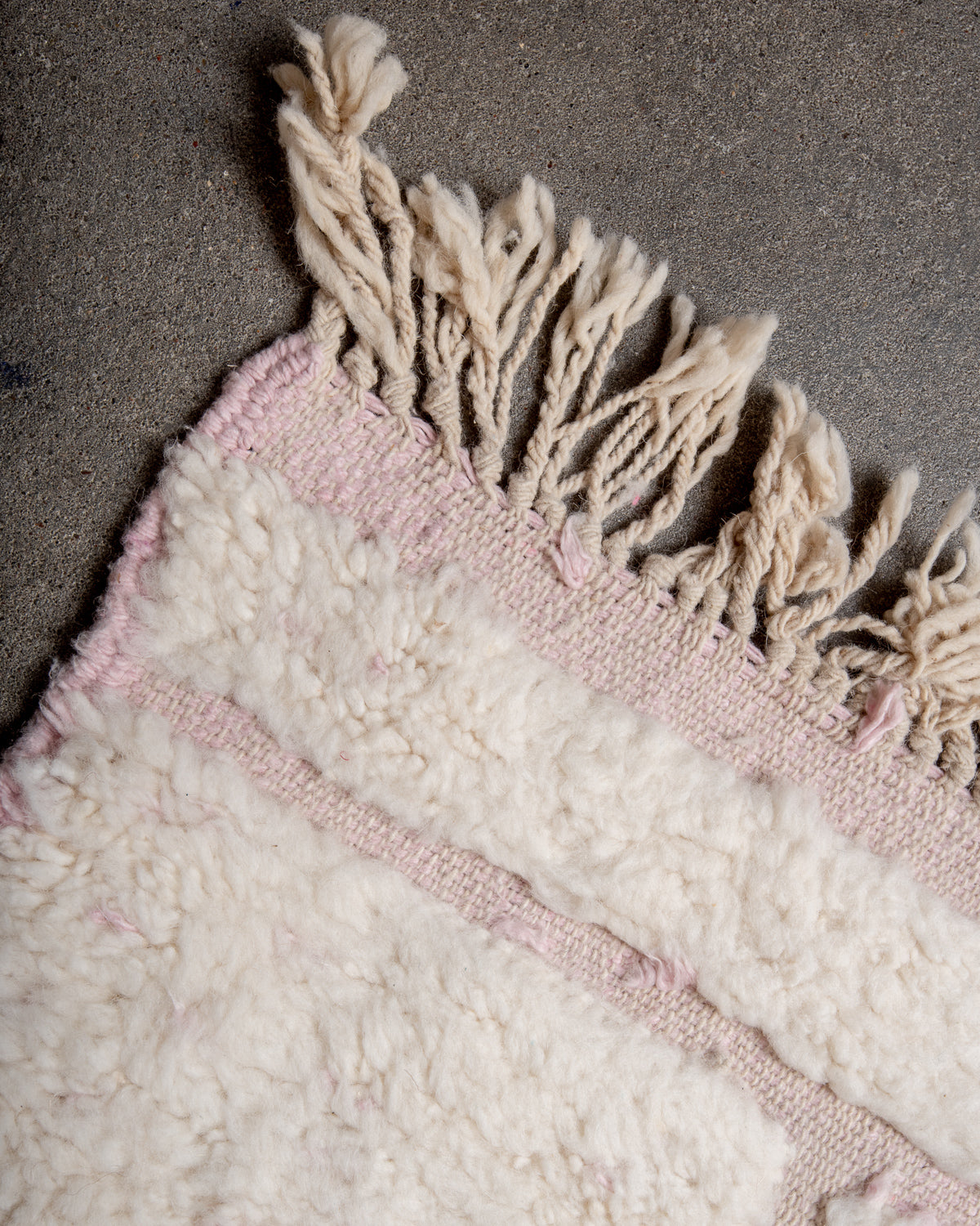 Modern, designer, handcrafted Berber rug from Morocco. Beniourain carpet with beautiful colours and patterns and fluffy wool texture.
